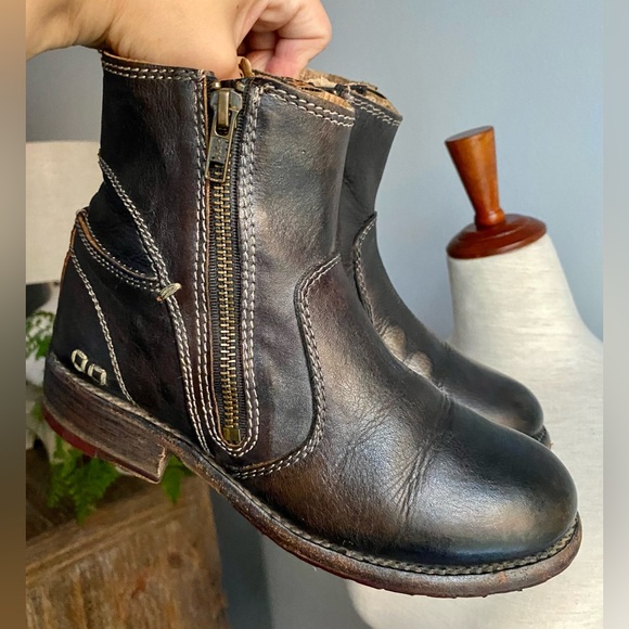 CCO🎉⬇️SHIP Bed Stu Eiffel WomenS 6 Bed Stu Eiffel Black Leather Zip Heeled Boots - Picture 8 of 14